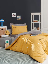 L'essentiel linge de maison Dide - Juego de funda de edredón individual Amarillo